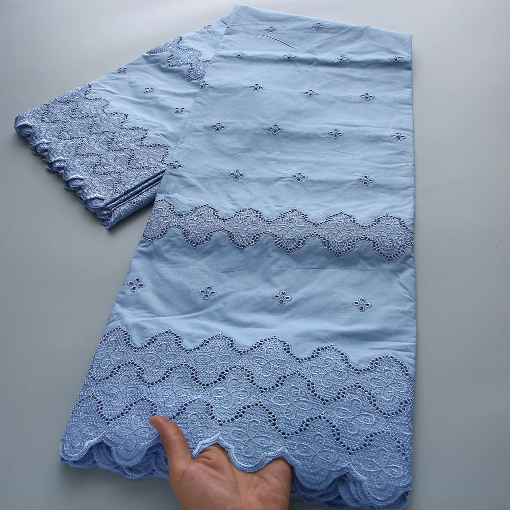 Smooth African Cotton Lace Fabric 5 Yards 2025 Swiss Voile High Quality Nigerian Cotton Lace Fabric For Sew Diy Men Cloth 4990