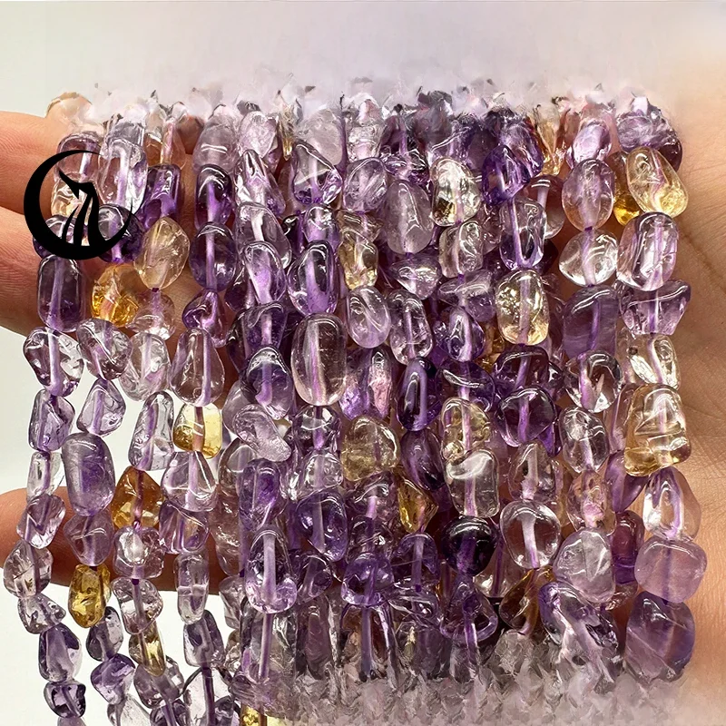6-8mm natürliche unregelmäßige Bernstein Stein perlen Fluorit poliert winzige Amethyst Sonnenstein