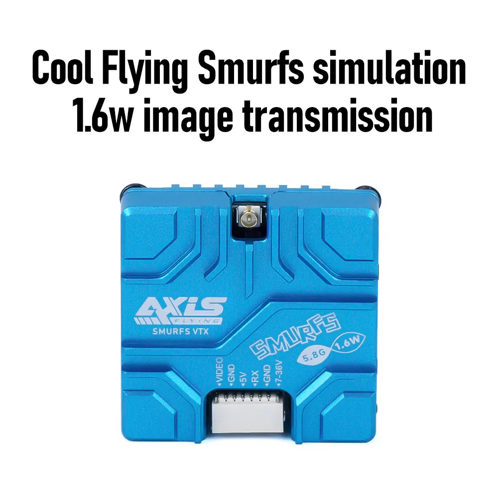 

SMURFS 1.6w image transm Analog Image Transmission 25/ 100/ 250/ 800/ 1600mW 7V-36V OSD Control 20x20mm for RC FPV Drone