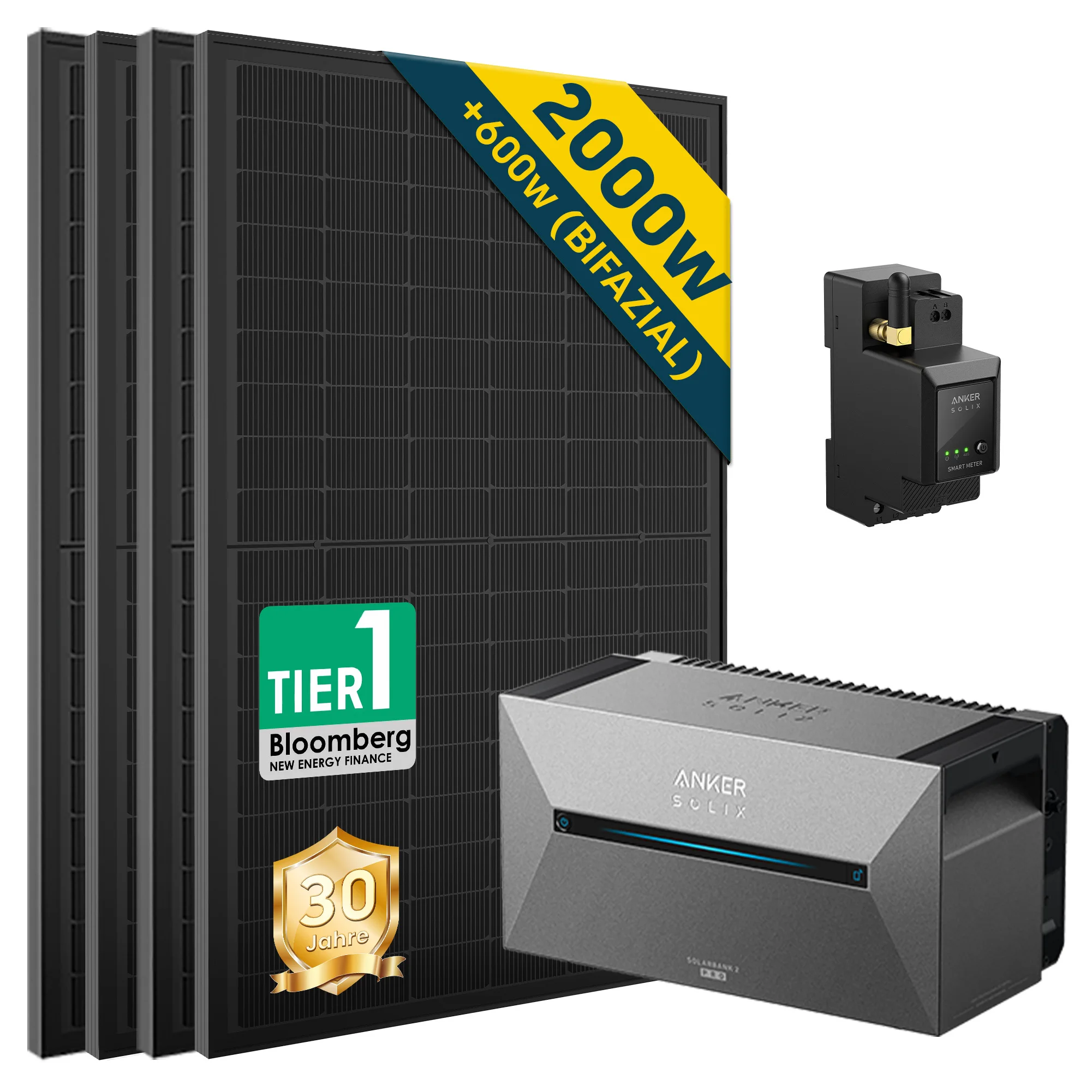 2000W balcony power plant with storage Anker SOLIX Solarbank E1600 Pro 2, All in One power storage 1.6kWh with inverter,