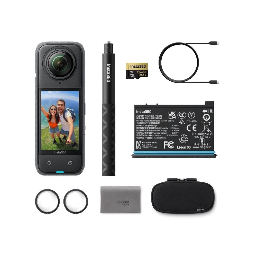 

Insta360 X4 Adventure Bundle - 8K 360° Waterproof Action Camera, Invisible Selfie Stick Effect, Removable Lens Guards, 135-Min Battery, for Sports & Travel