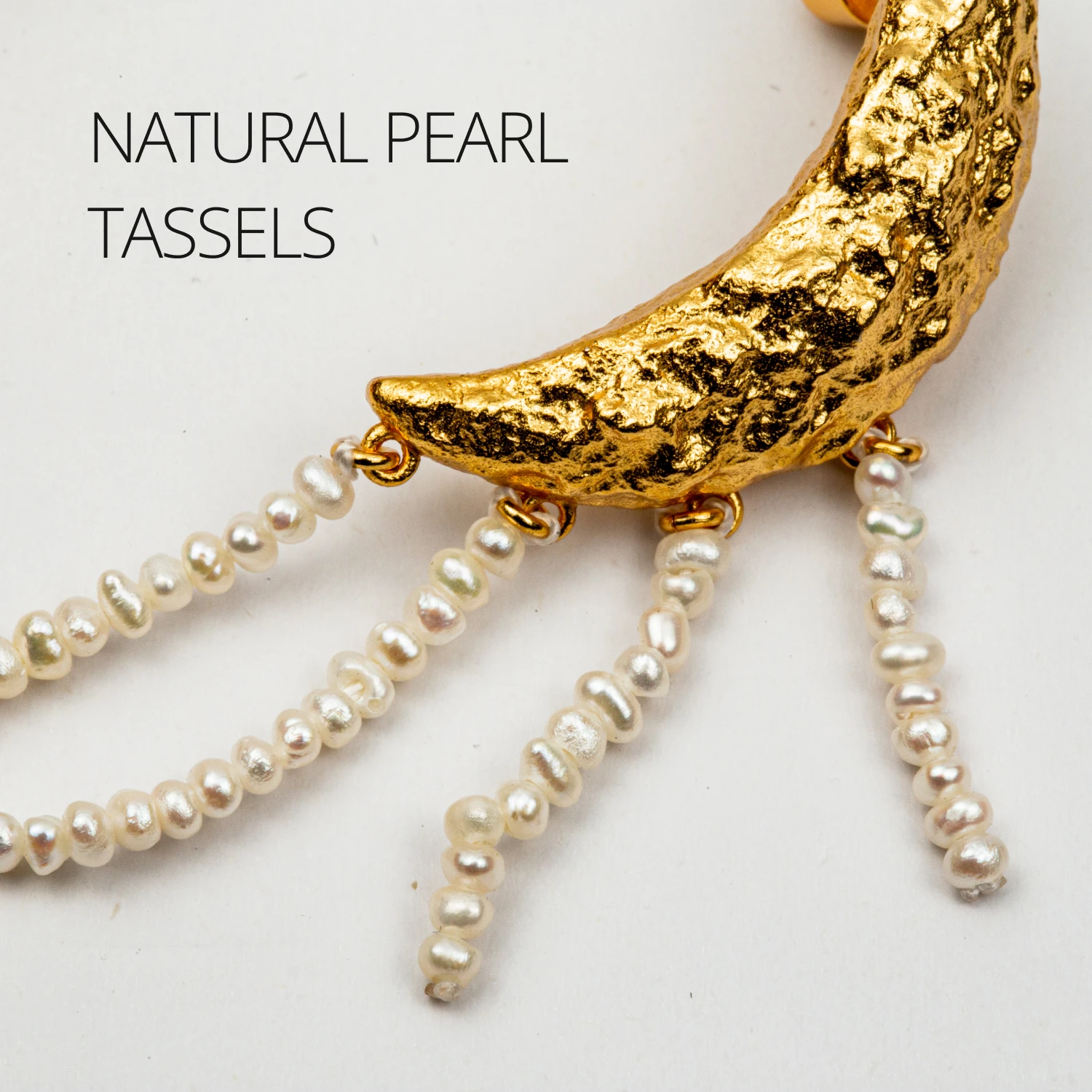 Natural Pearl Tassels Earrings High Quality 24K Gold Plated Crescent Moon Drop Earrings Statement Earrings for Women Gift