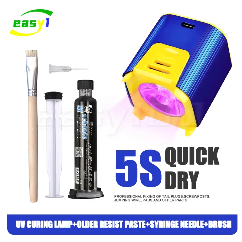 5in1 MECHANIC L1 Pro UV Curing Lamp Intelligent 10CC UV Curing Solder Mask Ink Soldering Paste Weld Flux for PCB Welding Repair