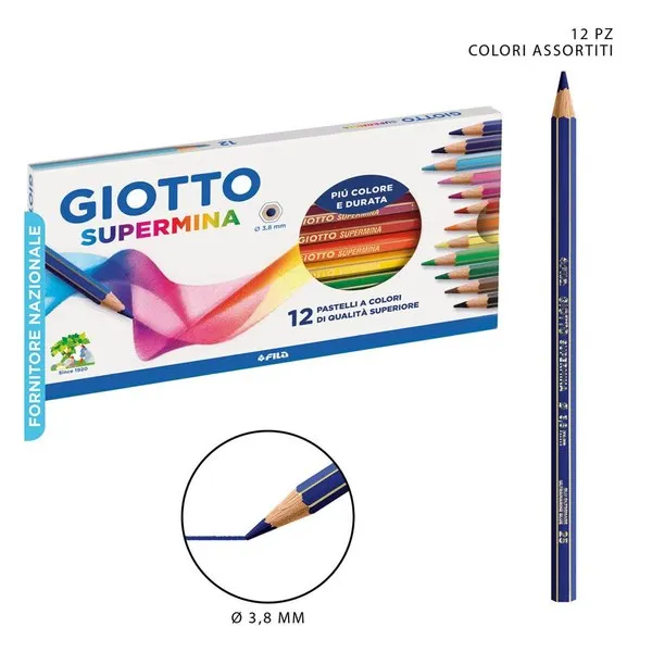 GIOTTO Supermina 12 Kleurpotloden-Mina 3.8mm Kleurpotloden-Origineel FILA