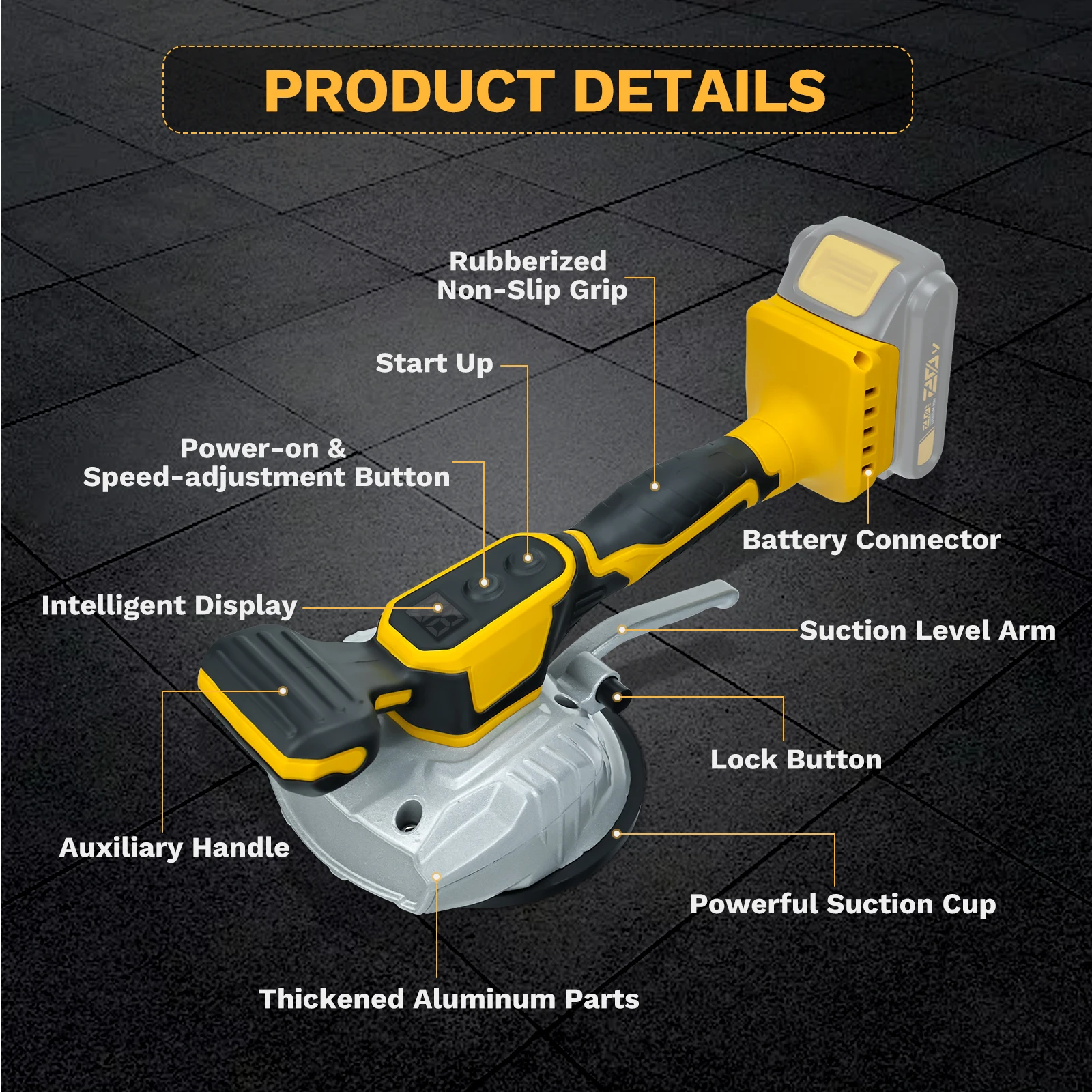 Machine de nivellement de vibrations de carrelage sans balais, 8 vitesses réglables, affichage numérique, vibrateur de carrelage sans fil pour Dewalt (sans batterie)