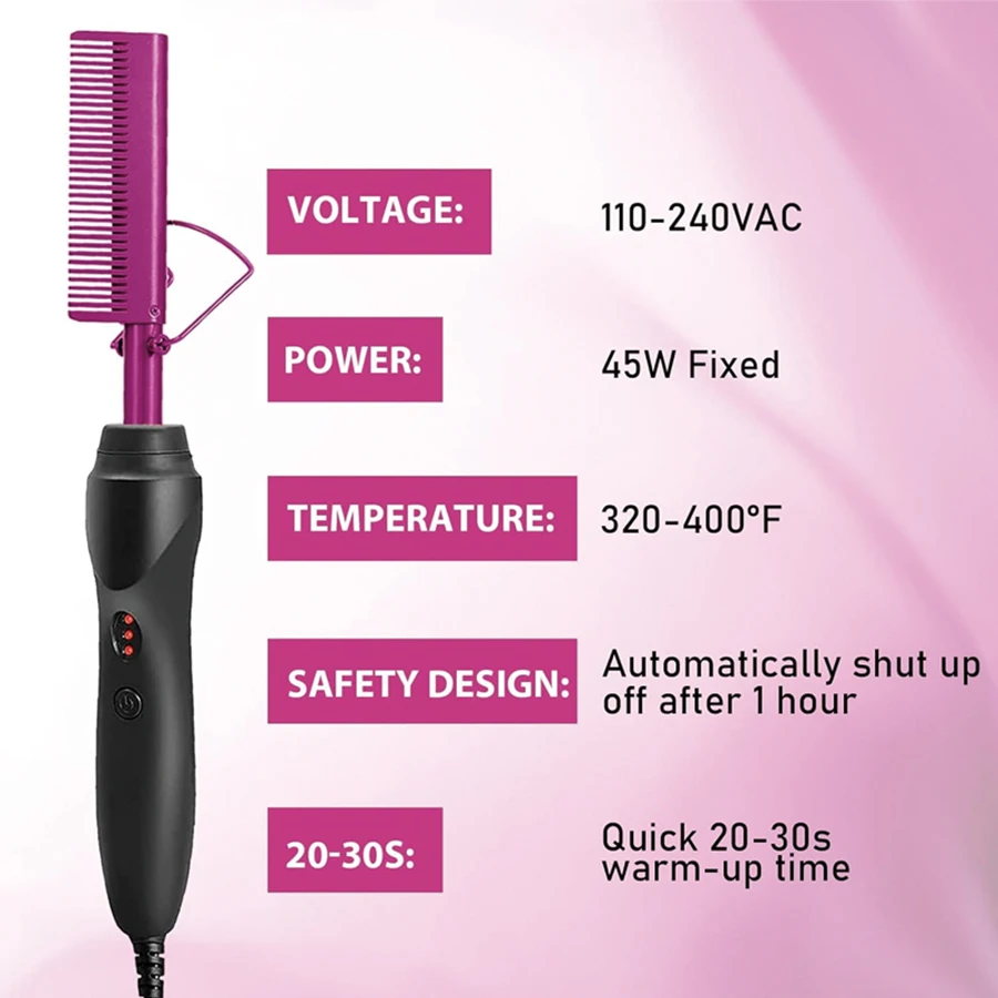 GOIPLE 2 in 1 Electric Heat Comb Hot Hair Straightener Curling Iron for Wigs and Hair Styling Tools beginner Hair Extension Kit