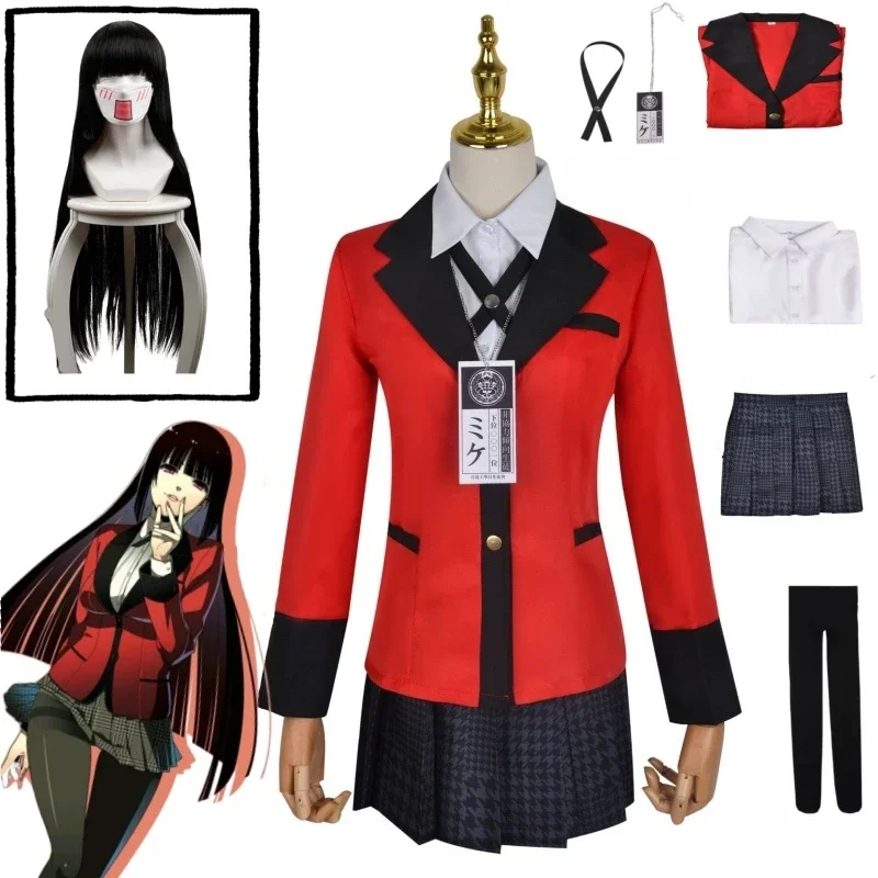 Anime Cheating Allowed Kakegurui Jabami Yumeko Strój Cosplay Sayaka Maniakalna Hazardzistka Mundurek Szkolny JK Pełny Zestaw — zdjęcie 2