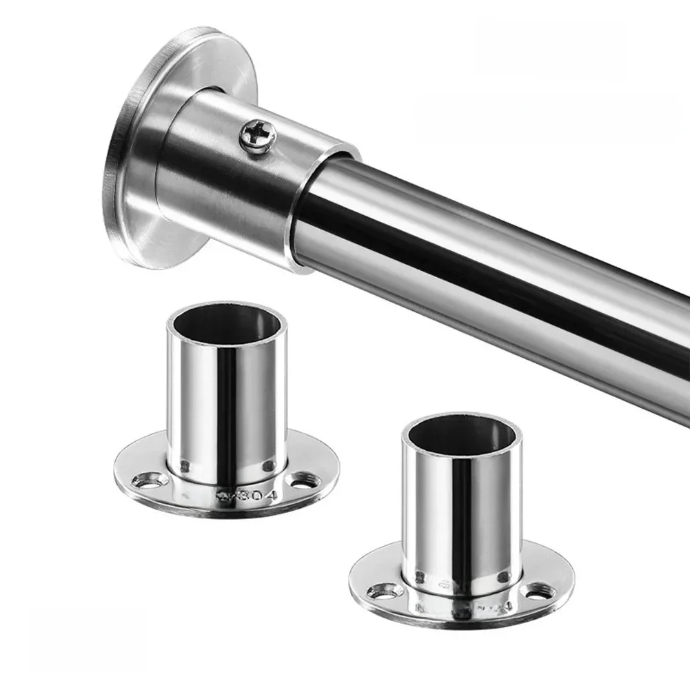 Support de tuyau en acier inoxydable, 2 pièces, siège à bride pour garde-robe, Rail suspendu, tige de poteau, Support d'extrémité de prise 19-32mm