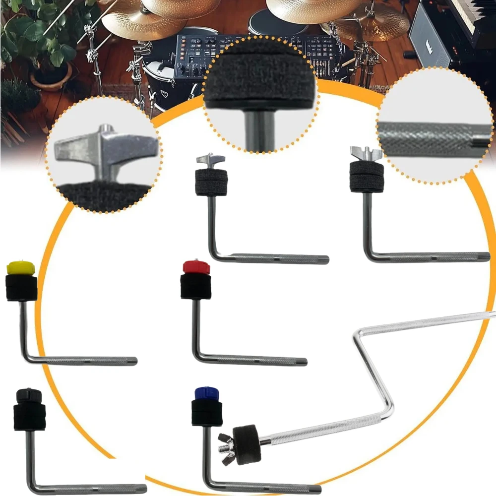 Metal Z-shape Drum Rod Cymbal Arm & L-shape Cymbal Clamp Holder for Drum Set Kit Parts Accessories