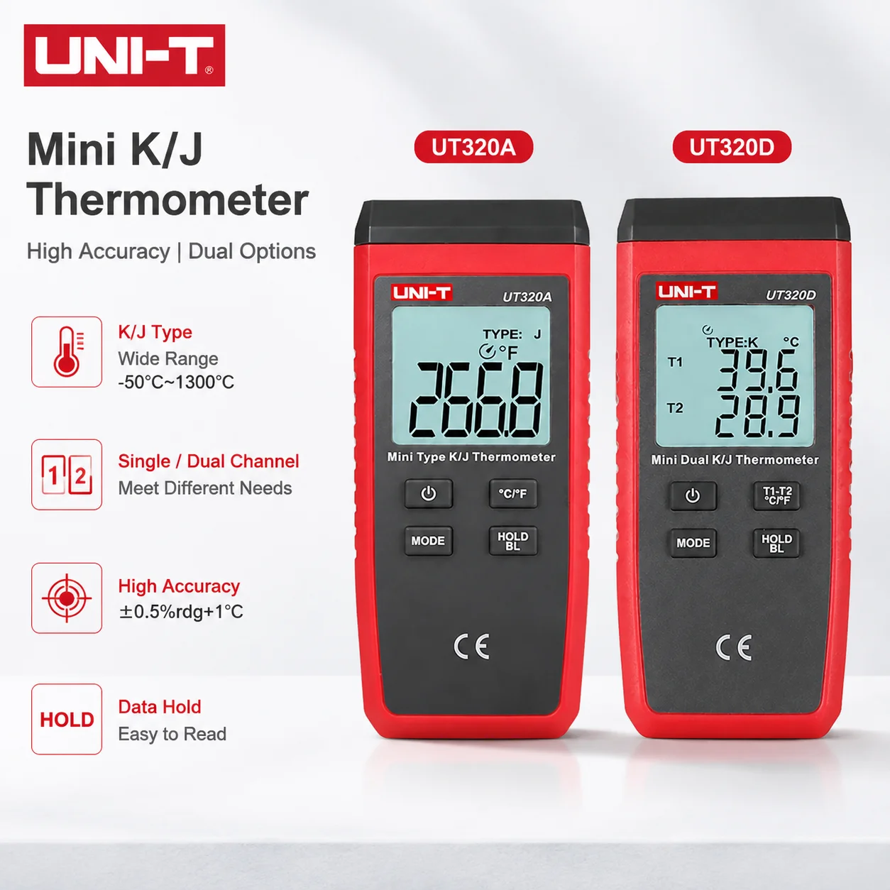 UNI-T UT320 Series Dual Sided Magnetic Digital Inclinometer UT320A UT320D Backlight Multifunctional Portable Angle Tester