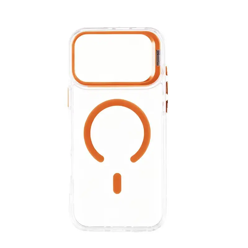 Capa Magnética Transparente Magsafe com Janela Flip e Suporte para Câmera para iPhone 13 14 15 16 17 Pro Max Antichoque 5 Cores