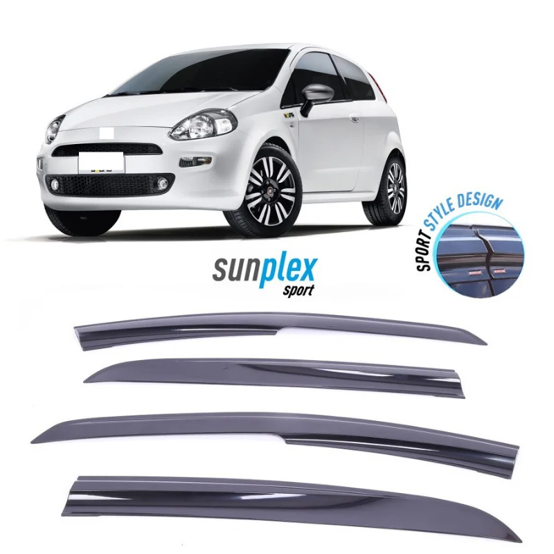 Car window accessories for Fıat Punto 2005-2015 Sport Style window deflector rain cover visor awnings