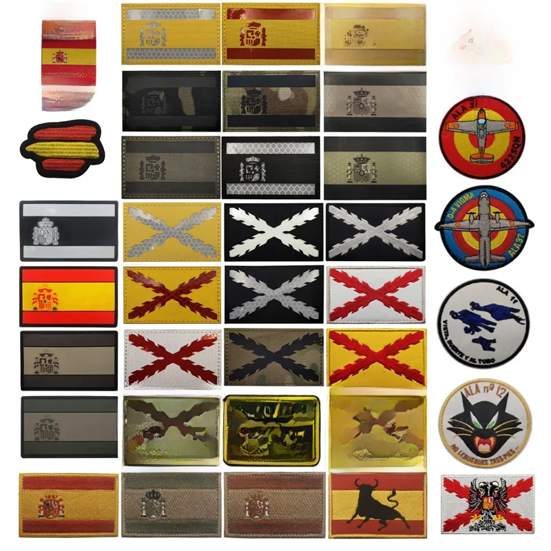 Hiszpańska seria ESP Haft IR PVC Patch Bourgogne Hiszpania Nation Flog Skull Wojskowy taktyczny haft z haczykiem i pętelką Odznaka — zdjęcie 2