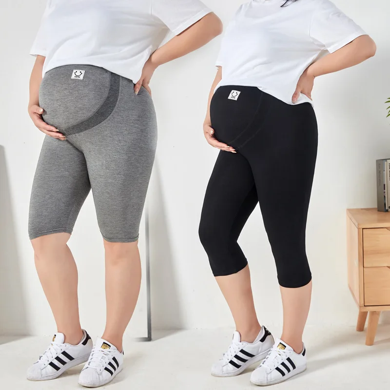 

Elastic High Waist Maternity Leggings Skinny Pregnant Women Belly Support Shorts Postpartum Leggins Body Shaper Capri Fifth Pant