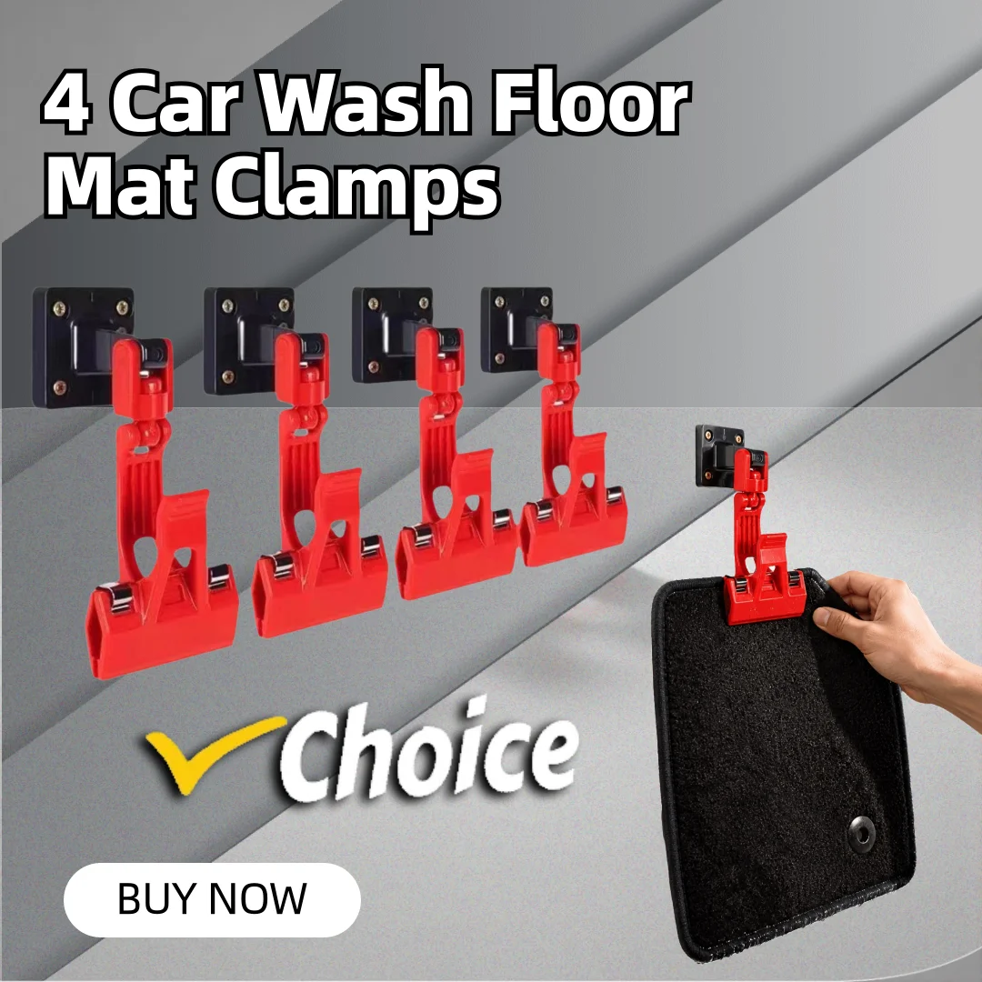 4pcs Wall-Mounted Car Floor Mat Cleaning And Fixing Clips, 360° Rotatable Car Wash Clips And Hooks, Rinsing And Drying Clips