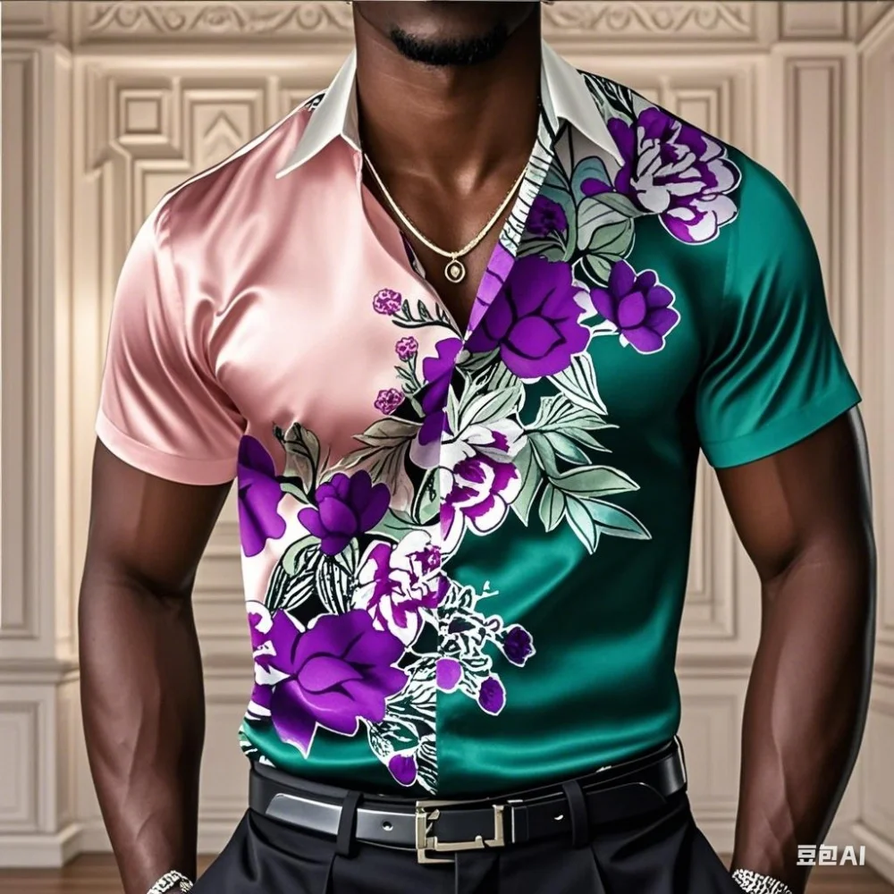Men's shirt floral casual comfortable button long sleeved shirt party gift four season collar high-quality shirt