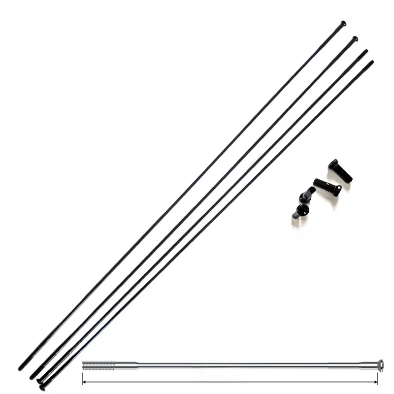 AliExpress RCRW 4pcs/lot Pillar TB2015 Bike Spoke FG14 2.0mm 0.0166g/mm straight pull Triple Butted Stainless Steel Black 250-306mm Alloy Nipple