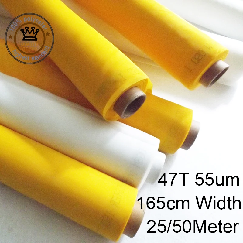 One Source Silk Screen Printing Mesh And Supplies 47T 55um 165cm Width 25/50Meters White