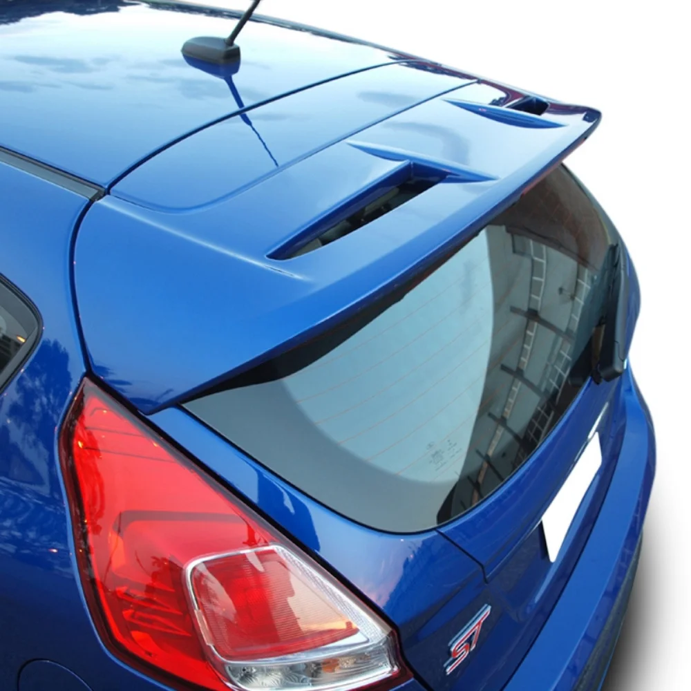 For Ford New Fiesta Glass Top Spoiler Fiber Material Rear Roof Spoiler Wing Trunk Lip Car Styling Fully Compatible Tuning Parts