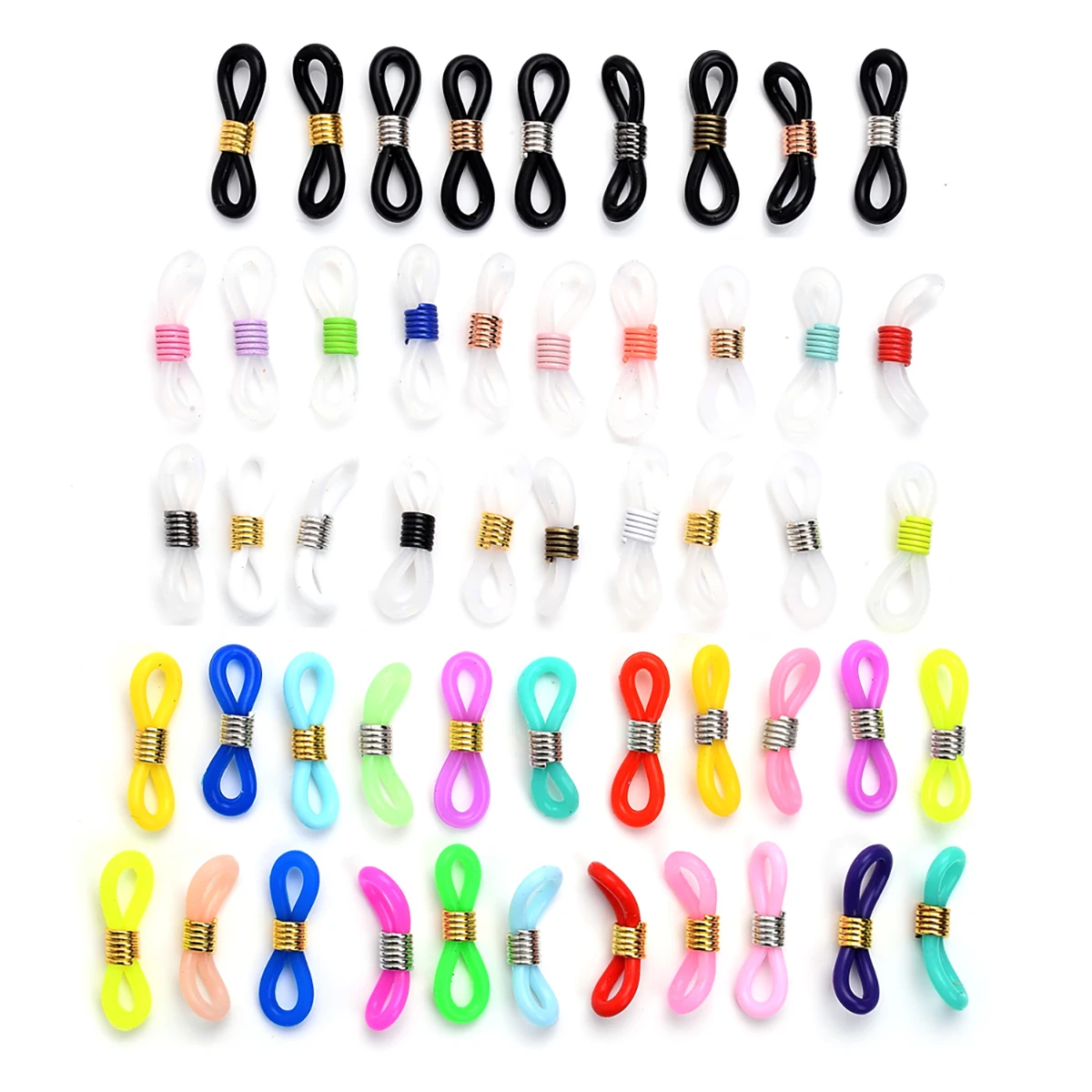 50Pcs Non Slip Glasses Chain Silicone Rubber Ring Charm Glasses Ring Retainer End Rope Cord DIY Sunglasse Connector Finding