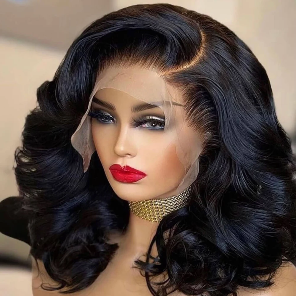 

250% Body Wave Short Bob Human Hair Wigs 13x4 HD Transparent Lace Frontal Wig 4X4 Lace Wig Natural Color Brazilian Virgin Hair