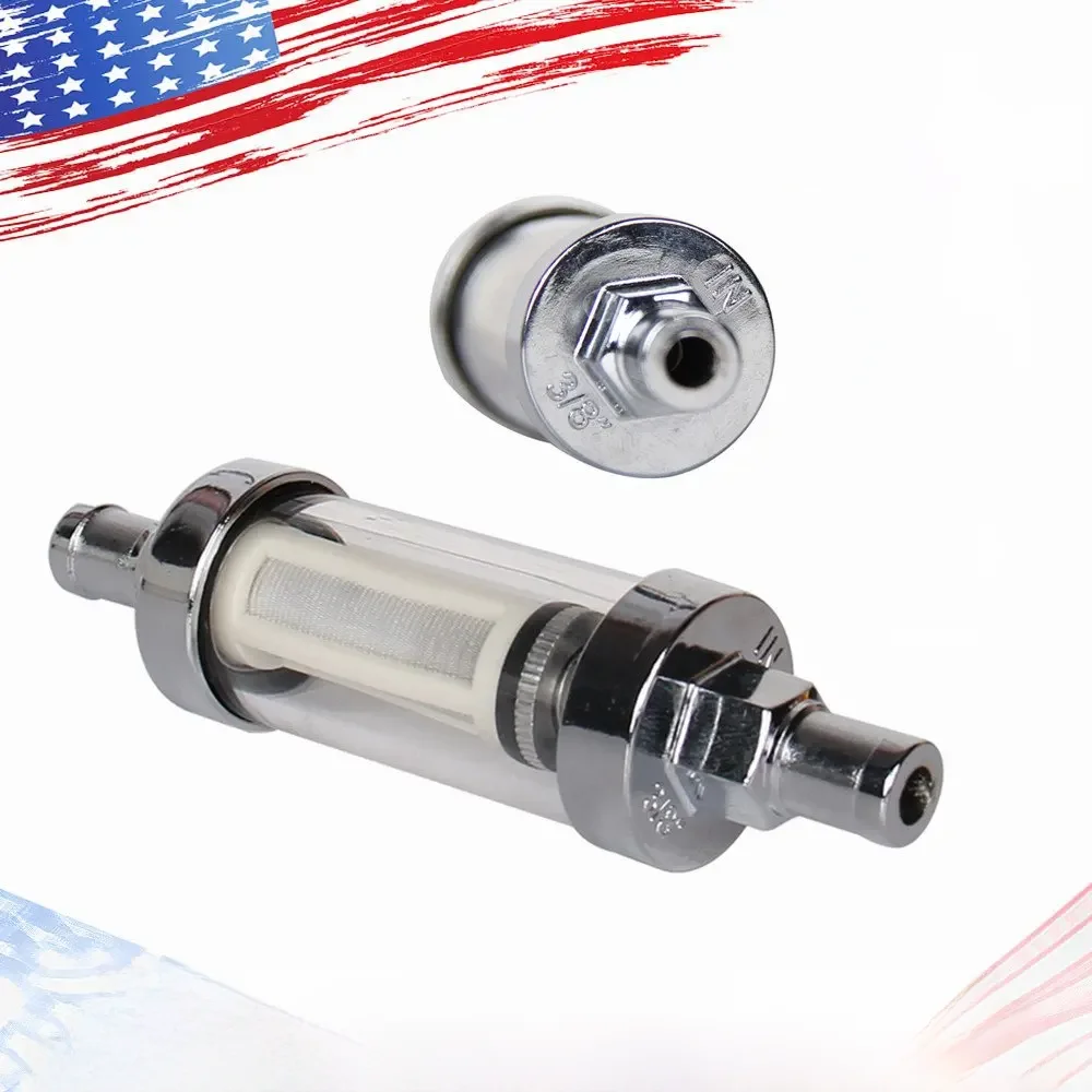 10mm 3/8'' Uniwersalny filtr paliwa ze szkła chromowanego Samochodowy benzyna Diesel Inline wielokrotnego użytku — zdjęcie 2