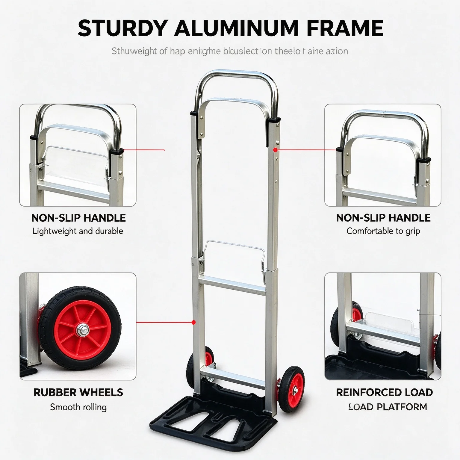 Aluminum Folding Hand Truck Dolly 176LBS Capacity Portable Telescopic Handle Luggage Trolley for Cargo Moving