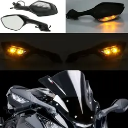 Motorcycle Rear View Mirrors with LED Lights Side Mirrors for Kawasaki Ninja ZX 10R ZX-10R 2011-2015 2016-2020 H2 2014-2015