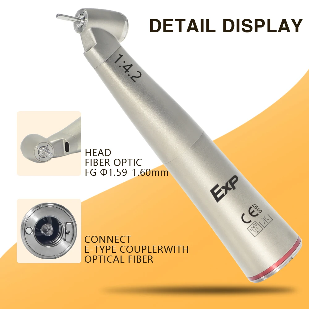 Exp Dental Brushless Motor LED Fiber Optic Handpiece set 1:5 Red Ring 1:4.2 Increasing Speed 1:1 Contra-Angle 1:1 Straight Nose