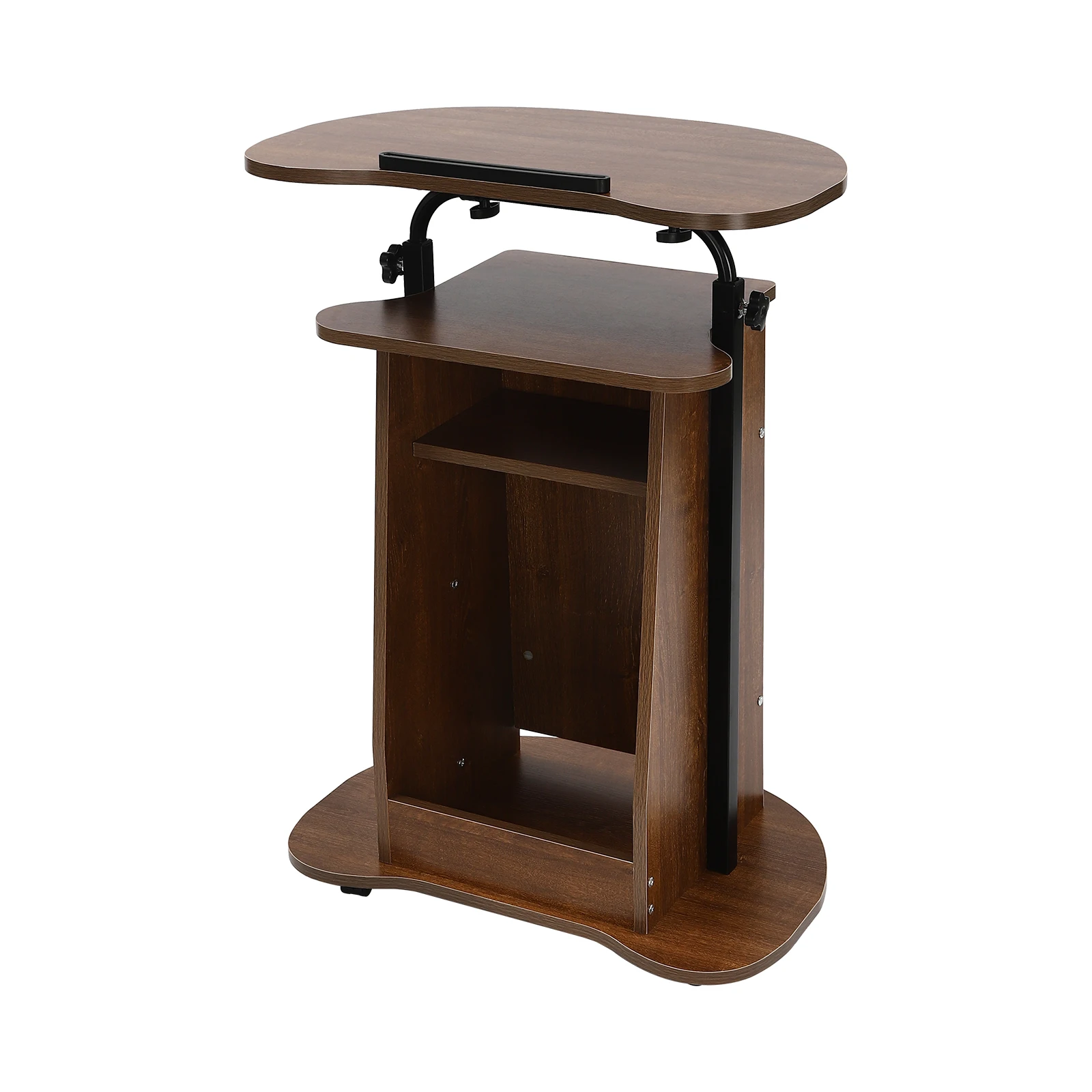 Presentation Stand, Mobile Height Adjustable Church Classroom Lecture, Portable Presentation Stand, Standing Laptop Cart Brown