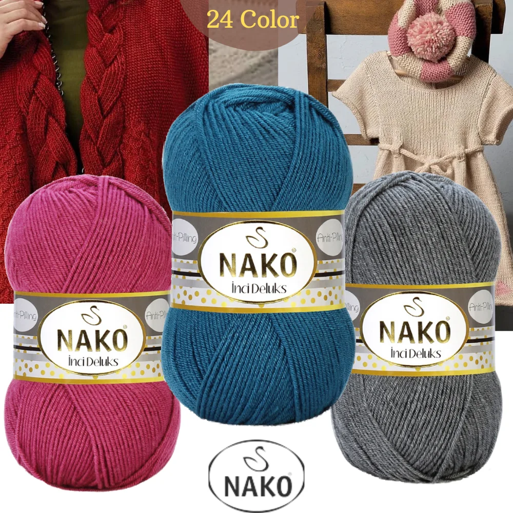 Anti-Pilling Knitted Yarn - 8 Color Options - 250 Meters(100gr) - Knitting Yarn Ball - Nako Pearl Deluxe - Premium Acrylic - Cardigan - Sweater - Blouses - Decoration Materials - Scarf - Accessories - DIY