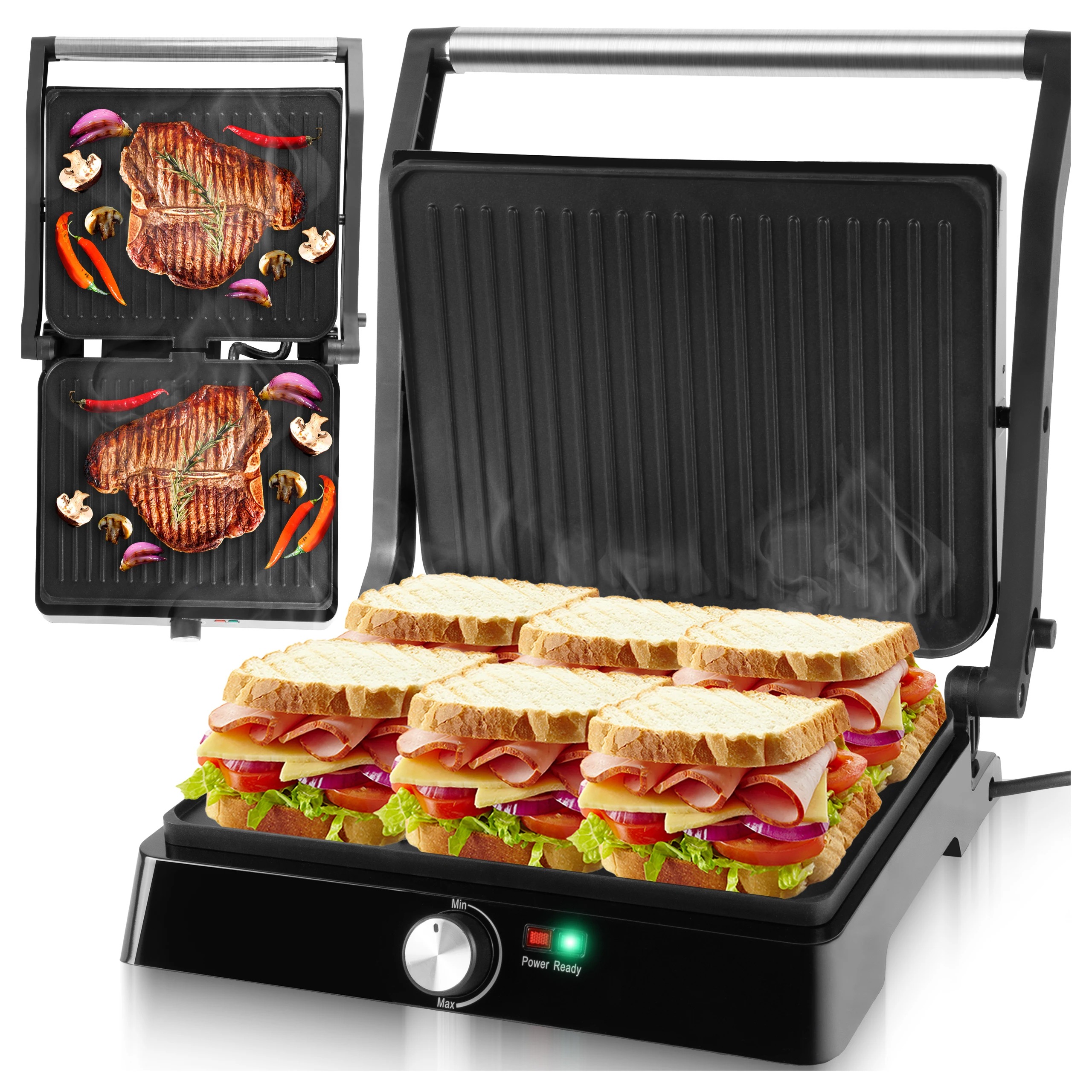 Toster Do Kanapek Panini Rozkładany Mocny 2200w MalTec SM3000W