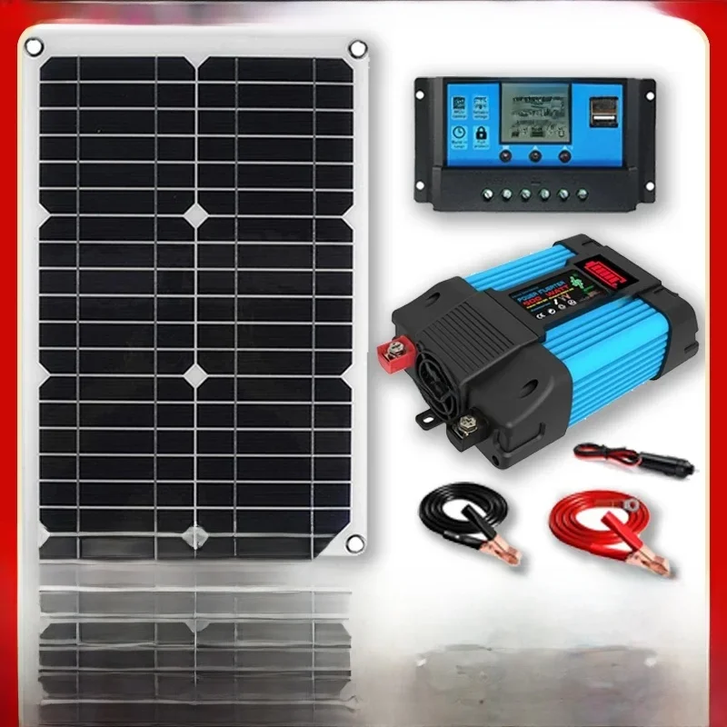 110 V/220 V 6000 W Omvormer Zonne-energieopwekkingssysteem Zonnepaneel 12 V 30A Controller Complete Stroomopwekking Kit Oplader - afbeelding 2