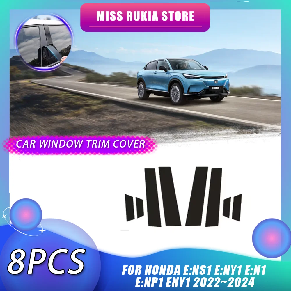 

Car Window Trim Cover for Honda e:NS1 e:Ny1 e:N1 e:NP1 eNy1 2022~2024 Carbon Fiber Silver Pillar Posts Sticker Door Accessories