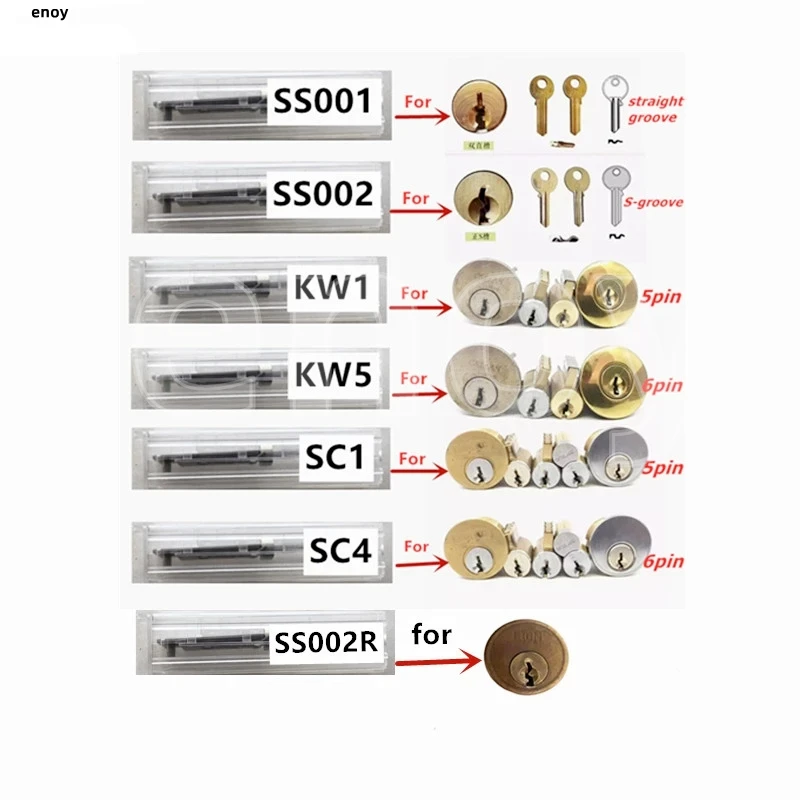 2in1 Original Lishi 2 In1 SC4 AM5 R52 M1 / MS2 BE2 - 6 BE2 - 7 KW1 KW5 SC20 TE2 SC1YALE5 6 SS002 Decoder Locksmith Tools/lot