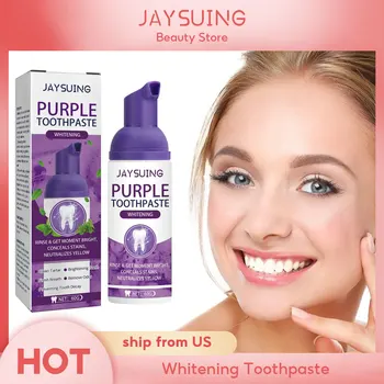 Gums Care Mint Teeth Whitening Mousse Yellow Cleaning Tooth Stains Desalinating Oral Odor Removing Purple Toothpaste 60ml