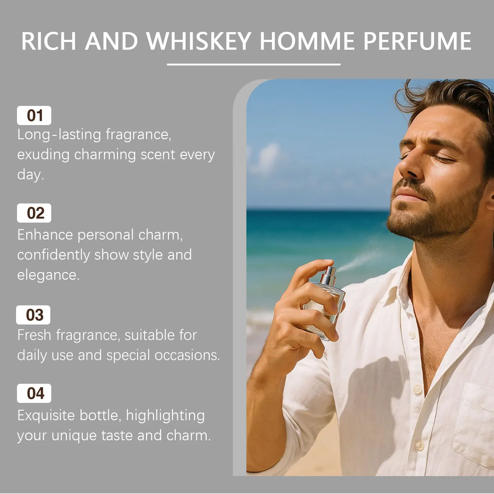 ROXELIS Rich And Whiskey Homme Perfume Elegant Long Lasting Fresh Scent Mild Non Irritating Premium Charming Scent Perfume view 5