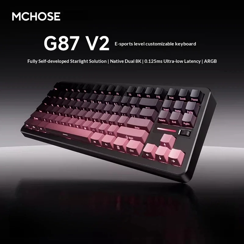 Mchose G87 V2 Customizable Mechanical Keyboard 87-Key Wireless Tri-Mode 8k Polling 0.125ms Latency Argb Gaming Office Gift