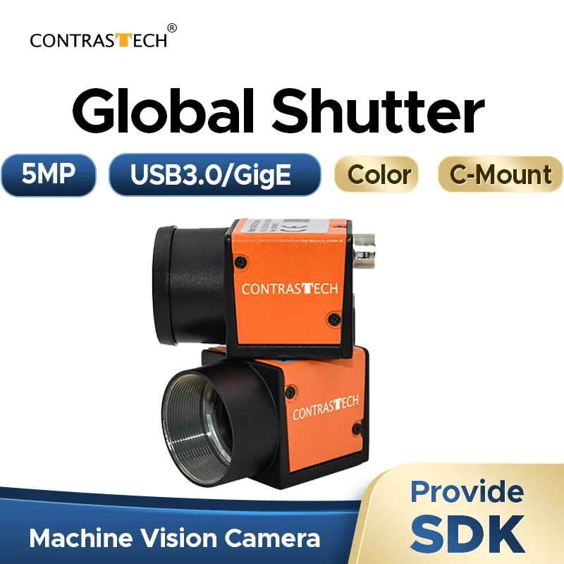

5M Pixel Machine Vision Camera IMX264 20fps 68fps USB3.0 / GigE Global Shutter Automatic Industrial For Lab Research Contrastech