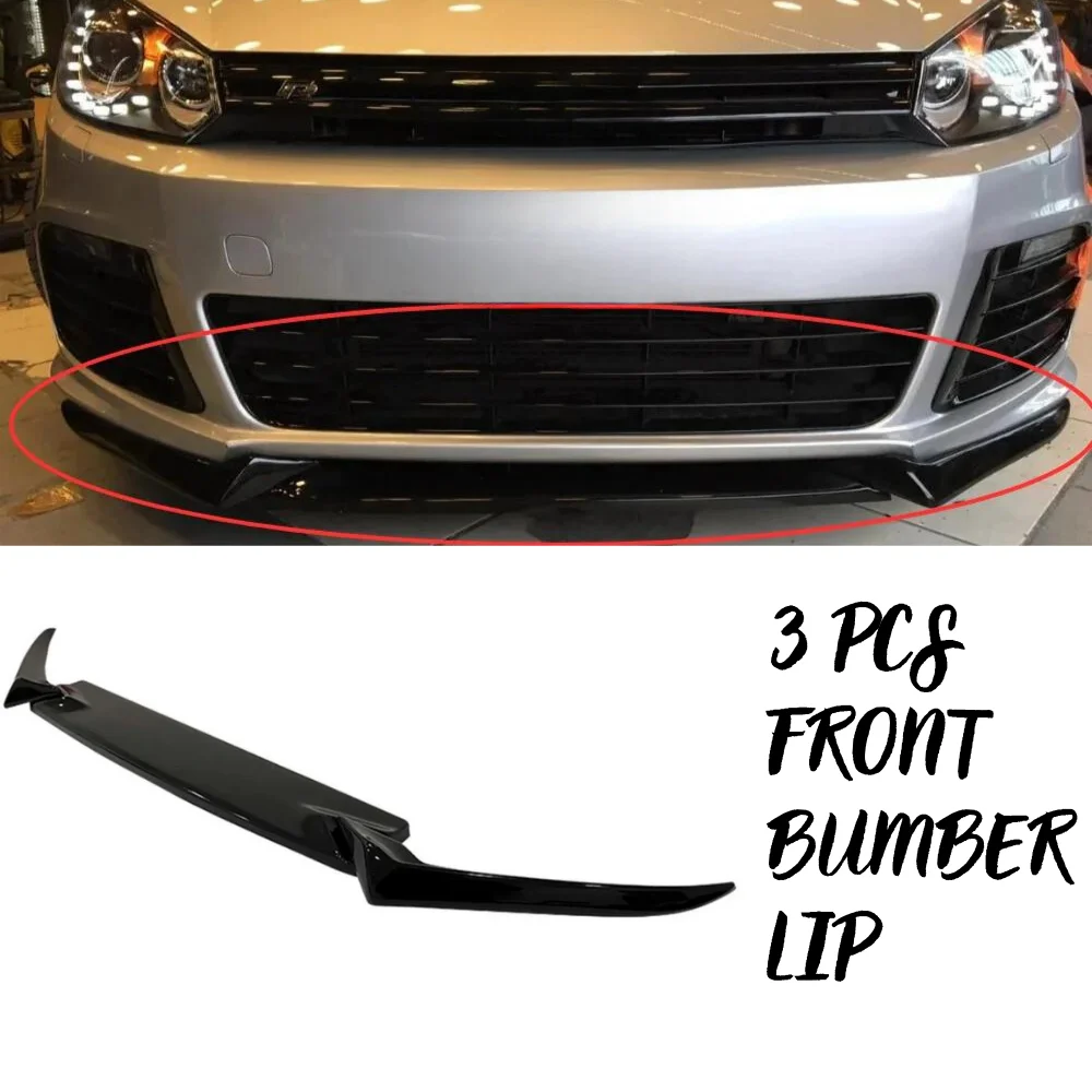 3 Pcs Front Bumper Lip For Volkswagen Vw Golf 6 R Body Kit Car Accessories Spoiler Splitter Diffuser Flap Sport Exterior Parts