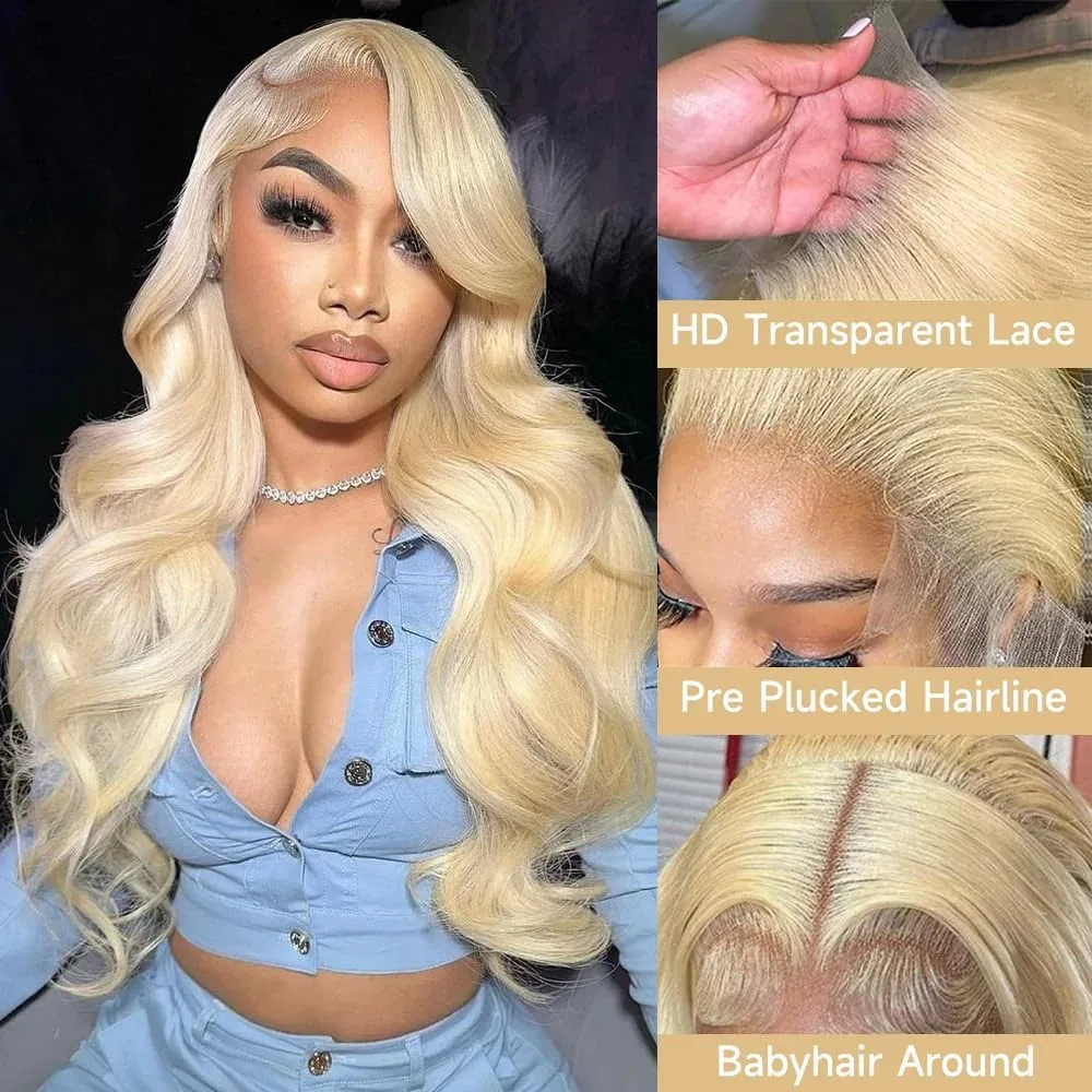 613 Blonde Body Wave 13x4 HD Transparent Lace Frontal Human Hair Wigs 30 40 Inch Colored Lace Front Wigs Brazilian For Women