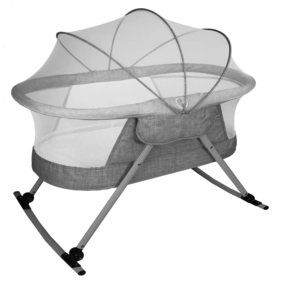 PLASTIMYR-Berço dobrável para bebês, ninho infantil, cama confortável, colchão portátil, cinza,