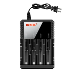 4 Slot Charger 18650 Battery Charger Independent Slot Fast Charging for 3.7V Lithium Lion NiMH Rechargeable Batteries