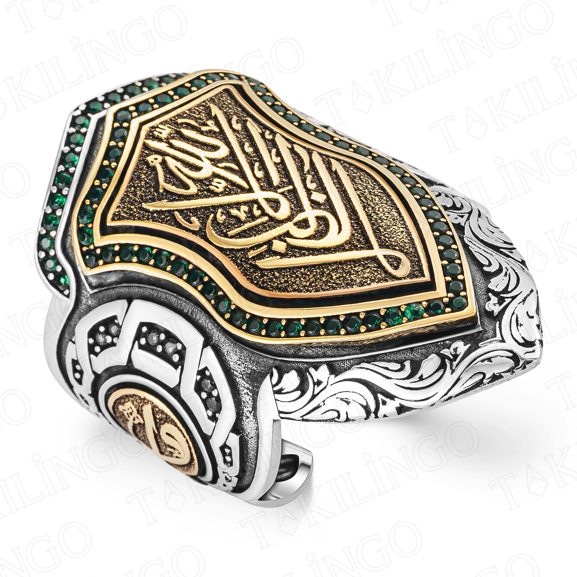 Stamped Solid 925 Sterling Silver Adjustable La Galibe İllallah Written Islamic Men's Ring Thumb Accessory Handmade Jewelry Gift