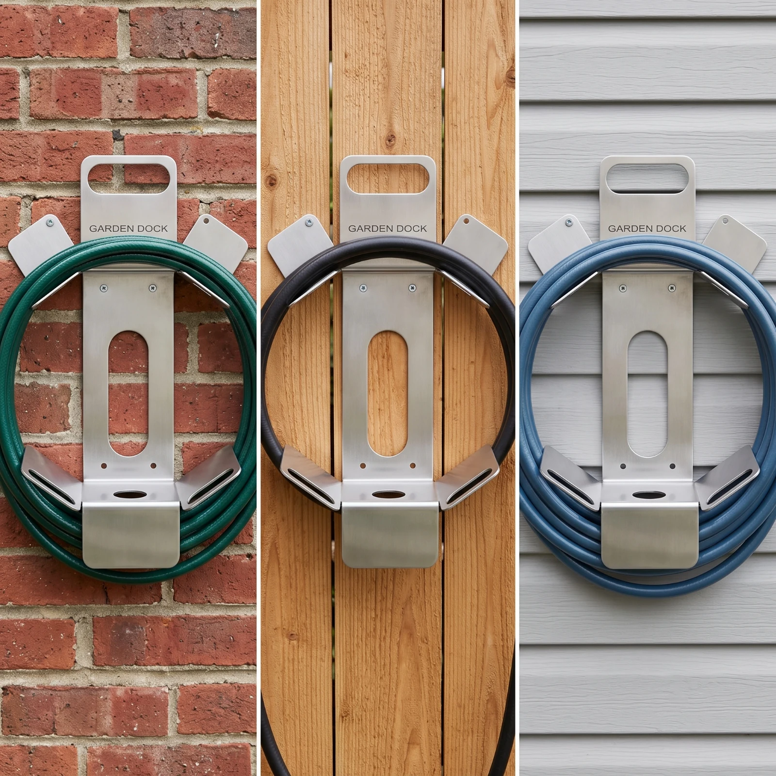Garden Hose Holder Rack Rustproof Outdoor Wall Mount Steel Hose Hanger Storage for Patio Yard Lawn Backyard Water Pipe Organizer
