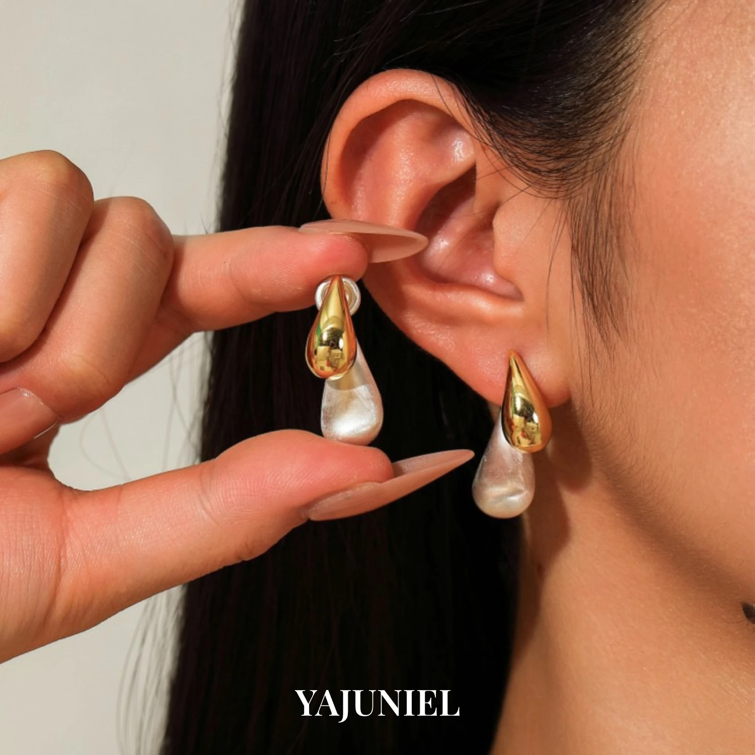 

YAJUNIEL Two-Tone Teardrop Drop Earrings for Women 24K Gold & White Gold Plated Hypoallergenic Elegant Jewelry Gifts