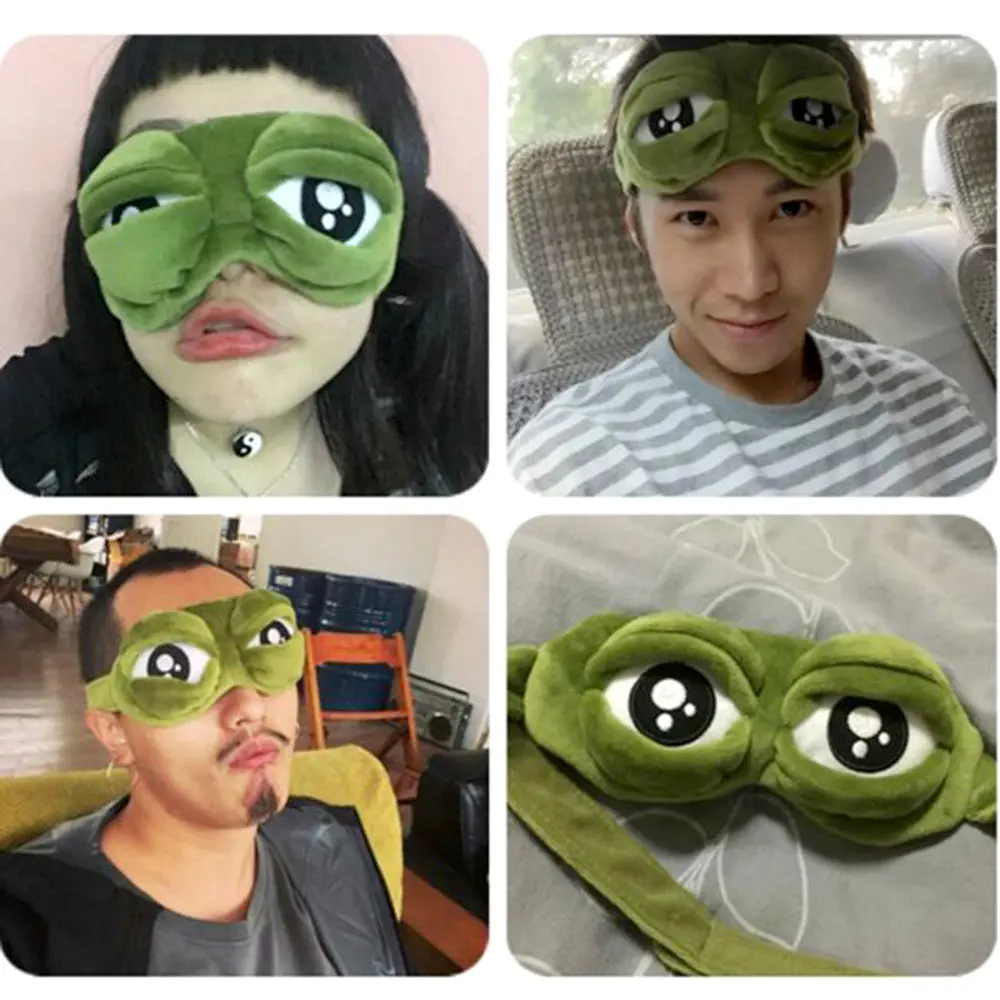 3D Sad Frog Sleep Mask Natural Sleeping Eyeshade Cover Shade Eye Patch For Travel Office Room Relieve Stress Anxiety Gift