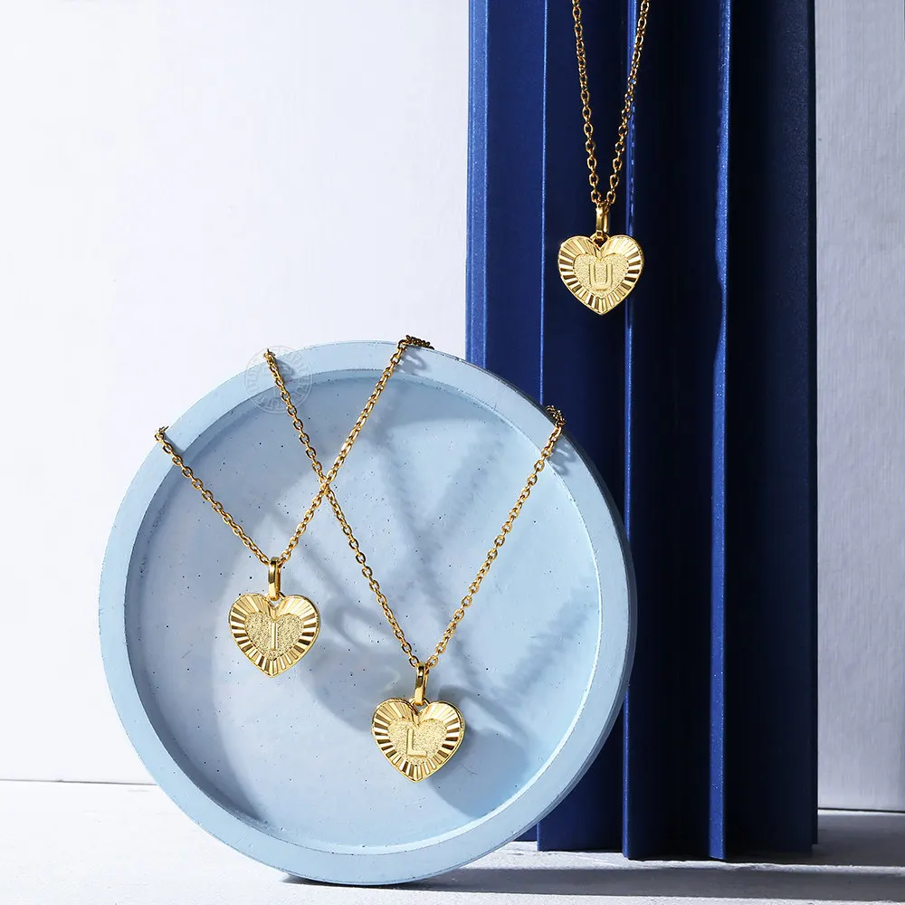 

Hot Selling Gold Color Heart Shaped Love Initial A Z Letter Pendant Charm for Women Girl Fashion Gifts Jewelry