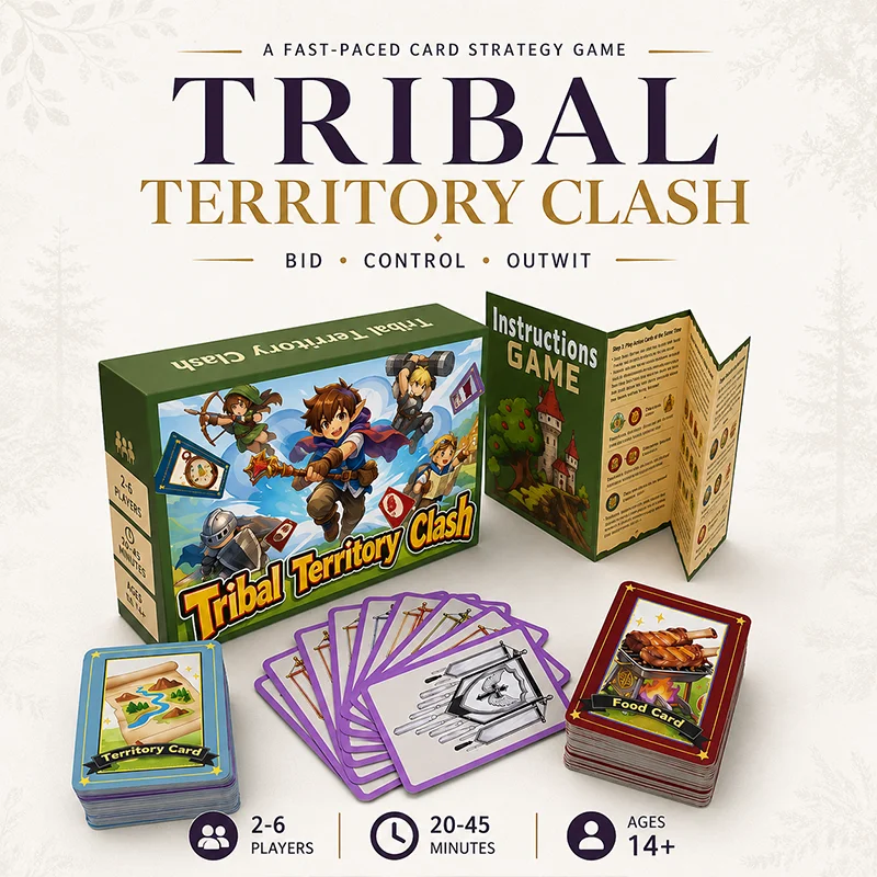 Resource Management Card Game for 2-6 Players, Territory Control Strategy Game with Secret Bids, Simultaneous Actions, Ages 14+