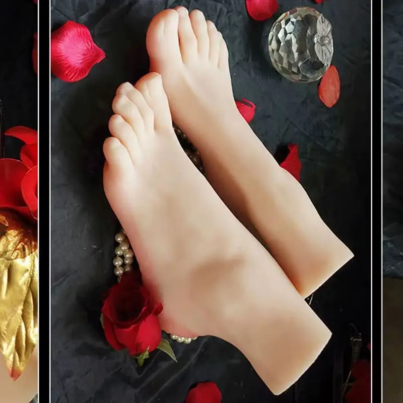 

Lifelike TPE Female Silicone Foot Model Mannequin for Fake Nail Practice Shoes Sock Display Props Flexible TPE Material 3801